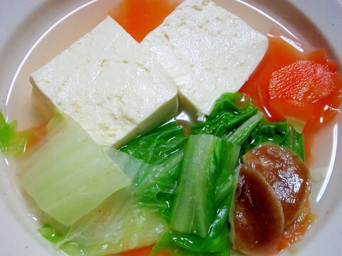 レンジで簡単野菜入り湯豆腐